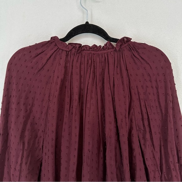 H&M Chiffon Clip Dot V Neck Long Sleeve Blouse SIZE 8 Red - Picture 8 of 9